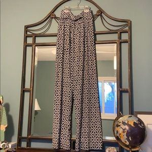 Wide leg navy pattern dress pants